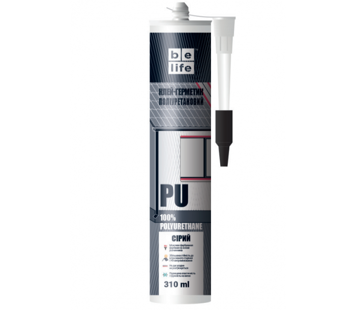 Поліуретановий клей-герметик BeLife SPU-312 (Сірий), 310 мл